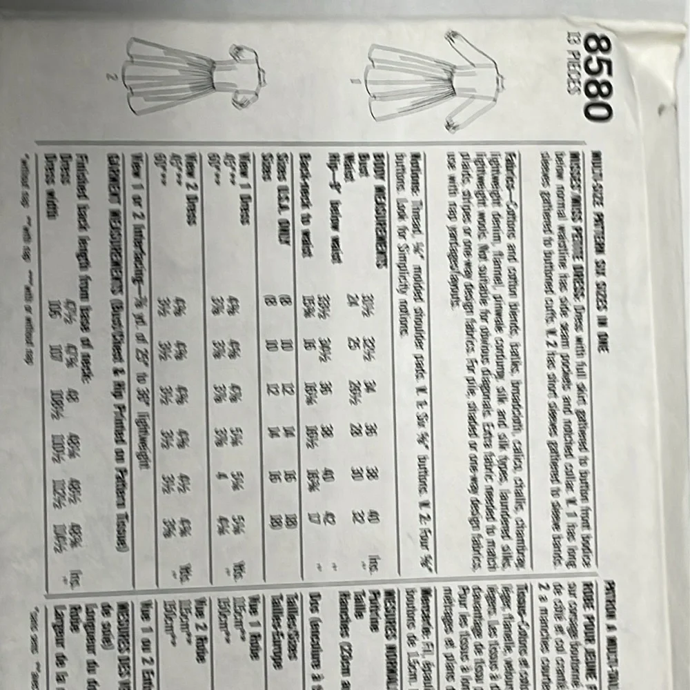 Simplicity Sewing Pattern 8580 Dress Mid Calf Petite‎ Misses Size 8-18
